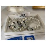 Vintage Pearl & Crystal Necklace & Earring Set