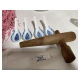 Set of 4 Blue / White Bone China Spoons & Misc.