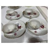 4 Gold Trim Hand Painted Snack Sets