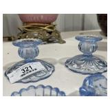Pair of Cambridge Capris Glass Candleholders