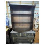 Wooden 4 Drawer Dresser with Bookcase Hutch