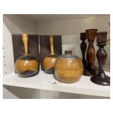 Wooden Bookends & Candleholder