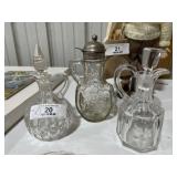 Two Antique Hand Blown Cruets & Syrup Dispenser