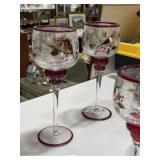 2 Ruby & Clear Candleholders