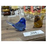 2 Glass Bird Paperweights