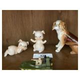 Porcelain Dog & Pig Figurines