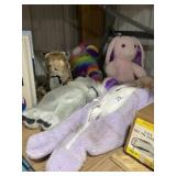 3 Face Porcelain Doll & Stuffed Animals
