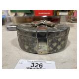 Vintage Metal Lidded Box & Jewelry