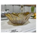 Vintage Amber Daisy Sunflower Candy Dish
