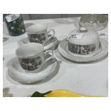 Vintage Avon Butter Dish and 2 Cup & Saucer Sets