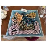Pottery Tray with Costume Jewelry