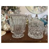 2 Heavy Crystal Lidded Jars
