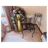 3 Plant Stands, Side Table & Misc.