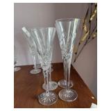 4 Waterford Crystal Champagne Flutes