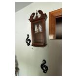Clock Style Wall Shelf & 2 Figurines