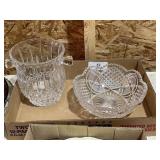 Pressed Glass Ice Bucket & Bowl