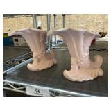 2 Pink Red Wing Horn A Plenty Vases