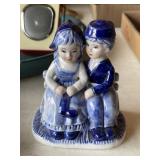 Delft Blue & White Boy / Girl on Bench