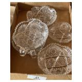 Cut & Pressed Glass Nappy & Bowls