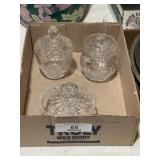 Pressed Glass Cream, Sugar & Glass Candy