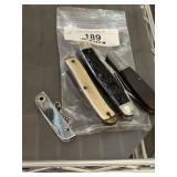 4 Pocket Knives & 2 Sharpening Stones