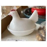 Milk Glass Hen on Nest