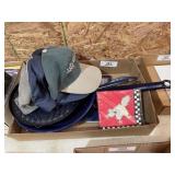 2 Enamel Skillets & 3 Ball Caps