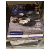 3 Cast Iron Preseasoned Skillets