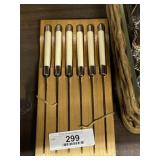 Vintage Pearl Handle Knife Set with Block