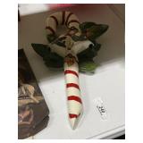 Large Ceramic & Holly Christmas Cane