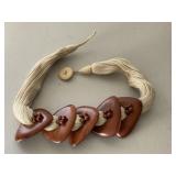 Unique Vintage Wood & Yarn Necklace