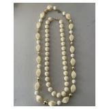 70's Vintage White Long Beaded Necklace