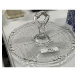 Ornate Etched Glass Snack Tray