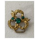 Antique Green Crystal Scarf Clip