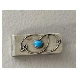 Vintage Sterling Silver Turquoise Money Clip