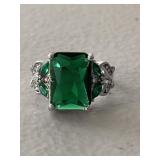 Large Emerald Quartz Estate Cocktail Ring
