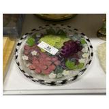 4 Hand Painted Fruit Flower Plates