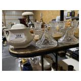 Crystal Candleholders & Sugar Bowl