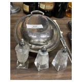 Vintage Salt / Pepper Heavy Covered Dish