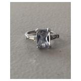 Large White Sapphire Solitaire Ring