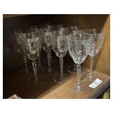 10 Pieces Fostoria Elegant Etched Crystal Stemware