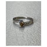 Sterling Silver Citrine Solitaire Ring