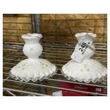 Ornate Signed Fenton Candleholders