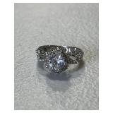 Sterling Silver Ornate Engagement Ring