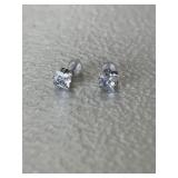 White Sapphire Princess Cut Solitaire Earrings