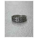 Sterling Silver White Sapphire Pyramid Ring
