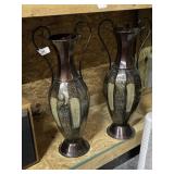 Pair of Ornate Handled Floor Vases