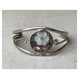 Sterling Silver Cuff Flower Bracelet