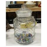 Vintage Glass Cookie Jar w/ Marbles