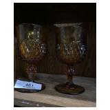 1970's Indiana Glass Amber Stem Goblets